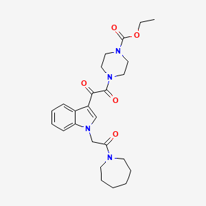 molecular formula C25H32N4O5 B3409752 ethyl 4-(2-{1-[2-(azepan-1-yl)-2-oxoethyl]-1H-indol-3-yl}-2-oxoacetyl)piperazine-1-carboxylate CAS No. 894000-29-4