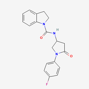 molecular formula C19H18FN3O2 B3409755 N-(1-(4-fluorophenyl)-5-oxopyrrolidin-3-yl)indoline-1-carboxamide CAS No. 894014-45-0