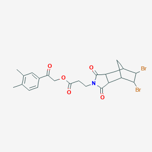 2-(3,4-dimethylphenyl)-2-oxoethyl 3-(5,6-dibromo-1,3-dioxooctahydro-2H-4,7-methanoisoindol-2-yl)propanoate