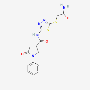 molecular formula C16H17N5O3S2 B3409769 N-{5-[(carbamoylmethyl)sulfanyl]-1,3,4-thiadiazol-2-yl}-1-(4-methylphenyl)-5-oxopyrrolidine-3-carboxamide CAS No. 894033-04-6