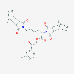 molecular formula C34H36N2O7 B340977 2-(3,4-dimethylphenyl)-2-oxoethyl 2,6-bis(1,3-dioxo-1,3,3a,4,7,7a-hexahydro-2H-4,7-methanoisoindol-2-yl)hexanoate 