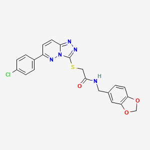 molecular formula C21H16ClN5O3S B3409779 N-(1,3-benzodioxol-5-ylmethyl)-2-{[6-(4-chlorophenyl)[1,2,4]triazolo[4,3-b]pyridazin-3-yl]thio}acetamide CAS No. 894040-16-5