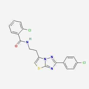 molecular formula C19H14Cl2N4OS B3409785 2-chloro-N-(2-(2-(4-chlorophenyl)thiazolo[3,2-b][1,2,4]triazol-6-yl)ethyl)benzamide CAS No. 894043-96-0