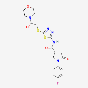 molecular formula C19H20FN5O4S2 B3409799 1-(4-fluorophenyl)-N-(5-((2-morpholino-2-oxoethyl)thio)-1,3,4-thiadiazol-2-yl)-5-oxopyrrolidine-3-carboxamide CAS No. 894055-75-5