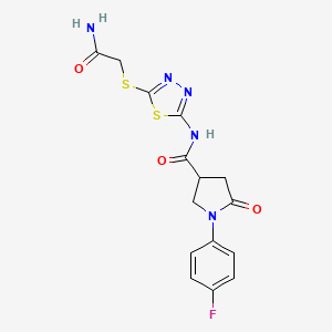 molecular formula C15H14FN5O3S2 B3409802 N-{5-[(carbamoylmethyl)sulfanyl]-1,3,4-thiadiazol-2-yl}-1-(4-fluorophenyl)-5-oxopyrrolidine-3-carboxamide CAS No. 894055-92-6