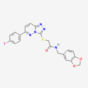 molecular formula C21H16FN5O3S B3409810 N-(1,3-benzodioxol-5-ylmethyl)-2-{[6-(4-fluorophenyl)[1,2,4]triazolo[4,3-b]pyridazin-3-yl]thio}acetamide CAS No. 894058-08-3