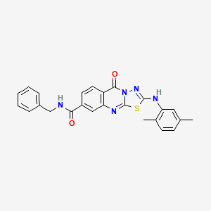 molecular formula C25H21N5O2S B3409836 N-benzyl-2-[(2,5-dimethylphenyl)amino]-5-oxo-5H-[1,3,4]thiadiazolo[2,3-b]quinazoline-8-carboxamide CAS No. 894253-04-4