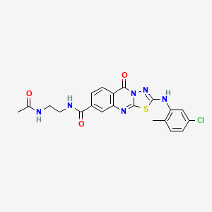 molecular formula C21H19ClN6O3S B3409842 N-[2-({2-[(5-chloro-2-methylphenyl)amino]-5-oxo-5H-[1,3,4]thiadiazolo[2,3-b]quinazolin-8-yl}formamido)ethyl]acetamide CAS No. 894255-47-1