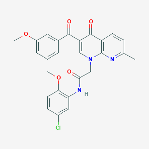 N-(5-chloro-2-methoxyphenyl)-2-(3-(3-methoxybenzoyl)-7-methyl-4-oxo-1,8-naphthyridin-1(4H)-yl)acetamide