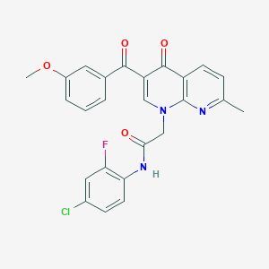 N-(4-chloro-2-fluorophenyl)-2-(3-(3-methoxybenzoyl)-7-methyl-4-oxo-1,8-naphthyridin-1(4H)-yl)acetamide