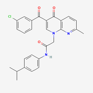 molecular formula C27H24ClN3O3 B3409856 2-(3-(3-chlorobenzoyl)-7-methyl-4-oxo-1,8-naphthyridin-1(4H)-yl)-N-(4-isopropylphenyl)acetamide CAS No. 894893-74-4