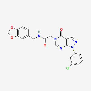molecular formula C21H16ClN5O4 B3409942 N-(benzo[d][1,3]dioxol-5-ylmethyl)-2-(1-(3-chlorophenyl)-4-oxo-1H-pyrazolo[3,4-d]pyrimidin-5(4H)-yl)acetamide CAS No. 895017-37-5