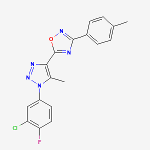 molecular formula C18H13ClFN5O B3409968 5-[1-(3-chloro-4-fluorophenyl)-5-methyl-1H-1,2,3-triazol-4-yl]-3-(4-methylphenyl)-1,2,4-oxadiazole CAS No. 895093-61-5