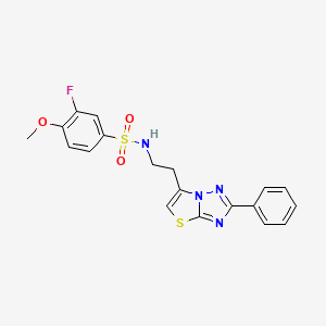 molecular formula C19H17FN4O3S2 B3409977 3-fluoro-4-methoxy-N-(2-(2-phenylthiazolo[3,2-b][1,2,4]triazol-6-yl)ethyl)benzenesulfonamide CAS No. 895419-50-8