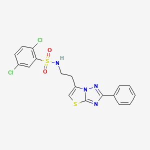 molecular formula C18H14Cl2N4O2S2 B3409990 2,5-dichloro-N-(2-(2-phenylthiazolo[3,2-b][1,2,4]triazol-6-yl)ethyl)benzenesulfonamide CAS No. 895420-47-0