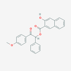 molecular formula C26H20O5 B341001 2-(4-Methoxyphenyl)-2-oxo-1-phenylethyl 3-hydroxy-2-naphthoate 