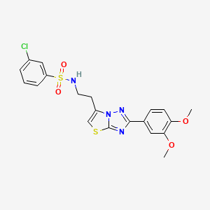 molecular formula C20H19ClN4O4S2 B3410015 3-chloro-N-(2-(2-(3,4-dimethoxyphenyl)thiazolo[3,2-b][1,2,4]triazol-6-yl)ethyl)benzenesulfonamide CAS No. 895440-11-6