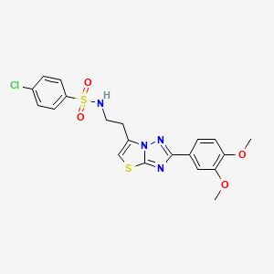 molecular formula C20H19ClN4O4S2 B3410017 4-chloro-N-(2-(2-(3,4-dimethoxyphenyl)thiazolo[3,2-b][1,2,4]triazol-6-yl)ethyl)benzenesulfonamide CAS No. 895440-19-4