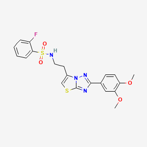 molecular formula C20H19FN4O4S2 B3410018 N-(2-(2-(3,4-dimethoxyphenyl)thiazolo[3,2-b][1,2,4]triazol-6-yl)ethyl)-2-fluorobenzenesulfonamide CAS No. 895441-94-8