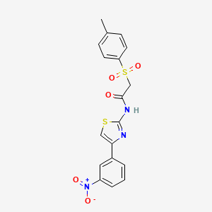 molecular formula C18H15N3O5S2 B3410032 N-(4-(3-nitrophenyl)thiazol-2-yl)-2-tosylacetamide CAS No. 895444-28-7