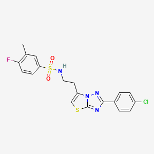 molecular formula C19H16ClFN4O2S2 B3410045 N-(2-(2-(4-chlorophenyl)thiazolo[3,2-b][1,2,4]triazol-6-yl)ethyl)-4-fluoro-3-methylbenzenesulfonamide CAS No. 895448-73-4