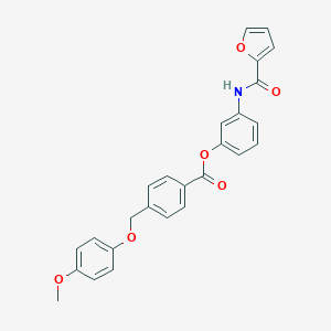 molecular formula C26H21NO6 B341010 3-(2-Furoylamino)phenyl 4-[(4-methoxyphenoxy)methyl]benzoate 