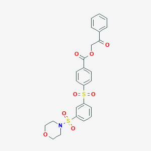molecular formula C25H23NO8S2 B341011 2-Oxo-2-phenylethyl 4-{[3-(4-morpholinylsulfonyl)phenyl]sulfonyl}benzoate 