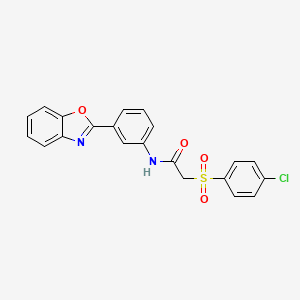 molecular formula C21H15ClN2O4S B3410113 N-(3-(benzo[d]oxazol-2-yl)phenyl)-2-((4-chlorophenyl)sulfonyl)acetamide CAS No. 895463-65-7