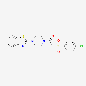 molecular formula C19H18ClN3O3S2 B3410122 2-(4-{[(4-Chlorophenyl)sulfonyl]acetyl}piperazin-1-yl)-1,3-benzothiazole CAS No. 895465-32-4