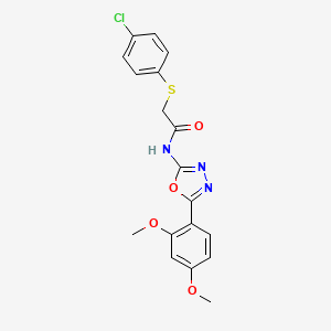 molecular formula C18H16ClN3O4S B3410145 2-((4-chlorophenyl)thio)-N-(5-(2,4-dimethoxyphenyl)-1,3,4-oxadiazol-2-yl)acetamide CAS No. 895473-43-5