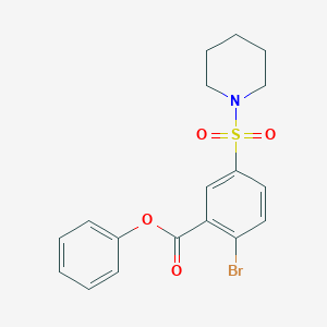 molecular formula C18H18BrNO4S B341015 Phenyl 2-bromo-5-(piperidin-1-ylsulfonyl)benzoate 