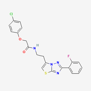 molecular formula C20H16ClFN4O2S B3410150 2-(4-chlorophenoxy)-N-(2-(2-(2-fluorophenyl)thiazolo[3,2-b][1,2,4]triazol-6-yl)ethyl)acetamide CAS No. 895788-92-8