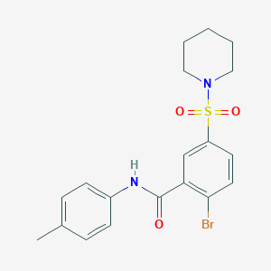 molecular formula C19H21BrN2O3S B341016 2-bromo-N-(4-methylphenyl)-5-(piperidin-1-ylsulfonyl)benzamide 