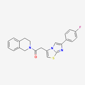 molecular formula C22H18FN3OS B3410176 1-(3,4-dihydroisoquinolin-2(1H)-yl)-2-(6-(4-fluorophenyl)imidazo[2,1-b]thiazol-3-yl)ethanone CAS No. 895801-91-9