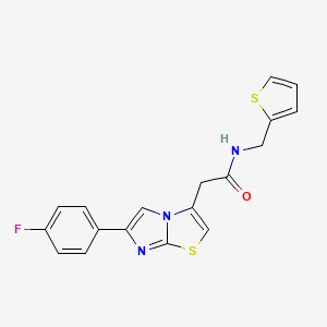 molecular formula C18H14FN3OS2 B3410182 2-(6-(4-fluorophenyl)imidazo[2,1-b]thiazol-3-yl)-N-(thiophen-2-ylmethyl)acetamide CAS No. 895801-97-5