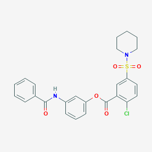 molecular formula C25H23ClN2O5S B341019 3-(Benzoylamino)phenyl 2-chloro-5-(piperidin-1-ylsulfonyl)benzoate 