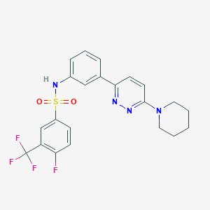 molecular formula C22H20F4N4O2S B3410196 4-fluoro-N-(3-(6-(piperidin-1-yl)pyridazin-3-yl)phenyl)-3-(trifluoromethyl)benzenesulfonamide CAS No. 895807-22-4