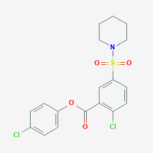 molecular formula C18H17Cl2NO4S B341020 4-Chlorophenyl 2-chloro-5-(1-piperidinylsulfonyl)benzoate 