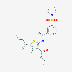 molecular formula C22H26N2O7S2 B341022 Diethyl 3-methyl-5-{[3-(pyrrolidin-1-ylsulfonyl)benzoyl]amino}thiophene-2,4-dicarboxylate 