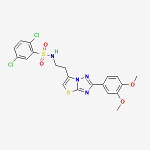 molecular formula C20H18Cl2N4O4S2 B3410224 2,5-dichloro-N-(2-(2-(3,4-dimethoxyphenyl)thiazolo[3,2-b][1,2,4]triazol-6-yl)ethyl)benzenesulfonamide CAS No. 896012-06-9