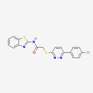 molecular formula C19H13ClN4OS2 B3410232 N-(benzo[d]thiazol-2-yl)-2-((6-(4-chlorophenyl)pyridazin-3-yl)thio)acetamide CAS No. 896052-77-0