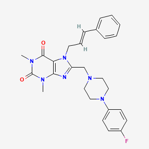 molecular formula C27H29FN6O2 B3410244 7-cinnamyl-8-((4-(4-fluorophenyl)piperazin-1-yl)methyl)-1,3-dimethyl-1H-purine-2,6(3H,7H)-dione CAS No. 896299-69-7
