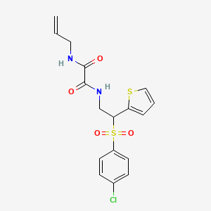 molecular formula C17H17ClN2O4S2 B3410247 N-allyl-N'-[2-[(4-chlorophenyl)sulfonyl]-2-(2-thienyl)ethyl]ethanediamide CAS No. 896318-94-8