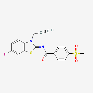 molecular formula C18H13FN2O3S2 B3410285 (Z)-N-(6-fluoro-3-(prop-2-yn-1-yl)benzo[d]thiazol-2(3H)-ylidene)-4-(methylsulfonyl)benzamide CAS No. 896359-52-7