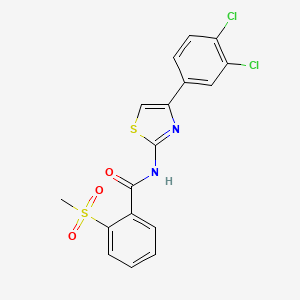 molecular formula C17H12Cl2N2O3S2 B3410299 N-(4-(3,4-dichlorophenyl)thiazol-2-yl)-2-(methylsulfonyl)benzamide CAS No. 896363-28-3