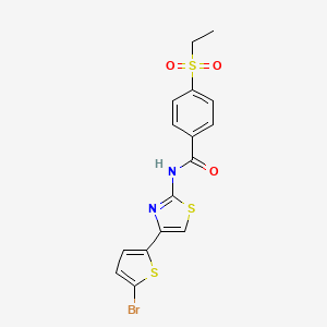 molecular formula C16H13BrN2O3S3 B3410306 N-(4-(5-bromothiophen-2-yl)thiazol-2-yl)-4-(ethylsulfonyl)benzamide CAS No. 896365-77-8