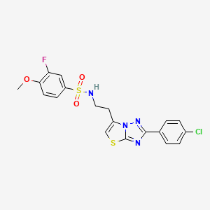 molecular formula C19H16ClFN4O3S2 B3410309 N-(2-(2-(4-chlorophenyl)thiazolo[3,2-b][1,2,4]triazol-6-yl)ethyl)-3-fluoro-4-methoxybenzenesulfonamide CAS No. 896367-56-9