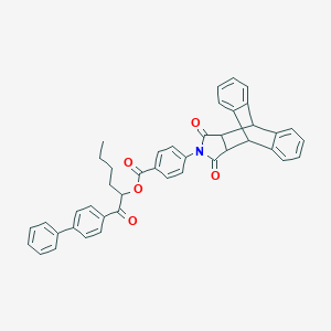 1-(Biphenyl-4-yl)-1-oxohexan-2-yl 4-(16,18-dioxo-17-azapentacyclo[6.6.5.0~2,7~.0~9,14~.0~15,19~]nonadeca-2,4,6,9,11,13-hexaen-17-yl)benzoate (non-preferred name)