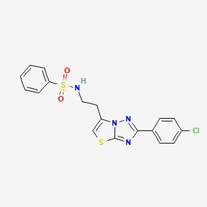 molecular formula C18H15ClN4O2S2 B3410315 N-(2-(2-(4-chlorophenyl)thiazolo[3,2-b][1,2,4]triazol-6-yl)ethyl)benzenesulfonamide CAS No. 896367-78-5
