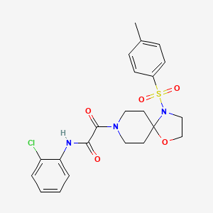 molecular formula C22H24ClN3O5S B3410337 N-(2-chlorophenyl)-2-oxo-2-(4-tosyl-1-oxa-4,8-diazaspiro[4.5]decan-8-yl)acetamide CAS No. 896376-10-6